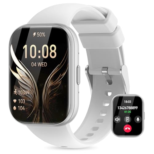 Miecgth Relógio inteligente mulher 1,75" TFT Smartwatch com chamadas Bluetooth IP68 pressão arterial monitor de sono ciclo menstrual Fitness Tracker Android iOS (branco)
