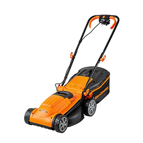 LawnMaster MEB1434M Corta-relvas elétrico 1400 W 34 cm, altura de corte 6 níveis 20 - 70 mm, saco de recolha de 32L