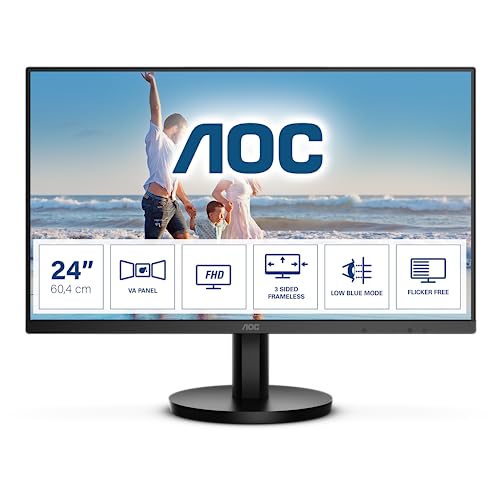 AOC 24B3HM Monitor Full HD de 24 polegadas, adaptador Sync (1920x1080, 75 Hz, VGA, HDMI 1,4) preto