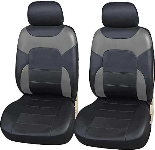 Upgrade4cars Capas para assentos dianteiros de carro, universais, preto e cinzento, para motorista e copiloto, acessórios interiores para mulher e homem