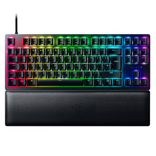 Razer Huntsman V2 Tenkeyless (Red Switch) - Teclado ótico para jogos sem teclado numérico (repousa palmas, HyperPolling, teclas Doubleshot PBT) teclado espanhol - preto
