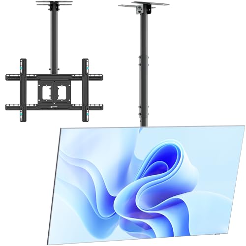 ONKRON Suporte para TV de teto de 32" - 80", braço de TV giratório com carga de até 68 kg, braço televisão universal com VESA 100 x 100-600 x 400 mm, suporte para televisão preta N1L-B