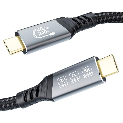 EUDOBEL USB C Thunderbolt 4 cabo 2 m, 40 Gbps cabo de dados USB 4 240 W, USB C vídeo 4K@144Hz 8K@60Hz cabo Thunderbolt 3 para eGPU, Thunderbolt 5, Mac mini, SSD, MacBook, Switch, VR, monitor USB C