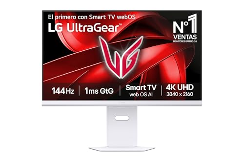 LG 32G810SA-W Monitor ultragear, 31,5", 4K UHD, painel IPS, 3840 x 2160, 144Hz, 1 ms, G-Sync compatível e FreeSync Premium, Pivotável, branco