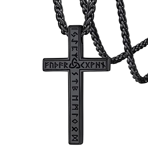FaithHeart Colar de viking runas de aço inoxidável 316L homem mulher letras tapetes rúnicos jóias espiritual nórdico de talismã de família casais