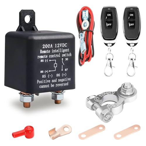RUIZHI Desconectador de bateria de carro, 12 V CC 200 A desconectador de bateria com 2 comandos à distância, interruptor anti-roubo de alimentação do carro para o carro, RV, barco, iate