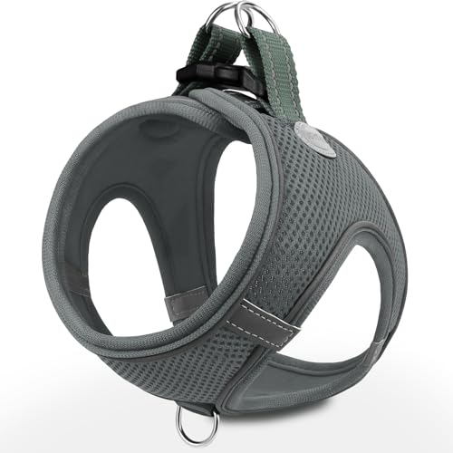 Joytale Arnês cão, refletor, confortável e respirável, arnês para cães colete para gato e cachorros, cinzento, XS
