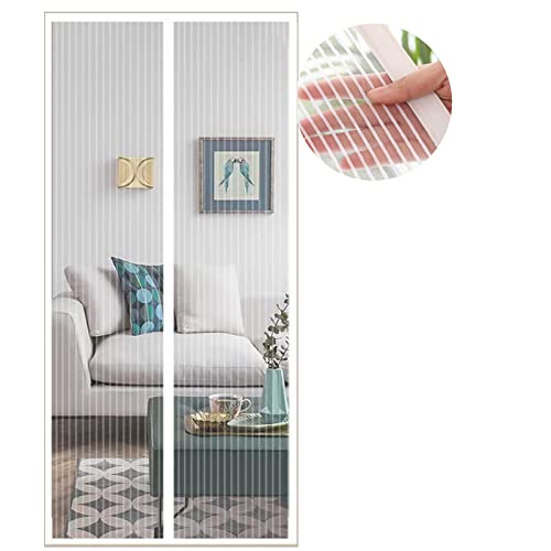 Cortina mosquiteira magnética para portas, versão atualizada, 85 x 240 cm, porta de malha magnética, branco, cortinas para portas exteriores, fáceis de instalar e longe dos mosquitos