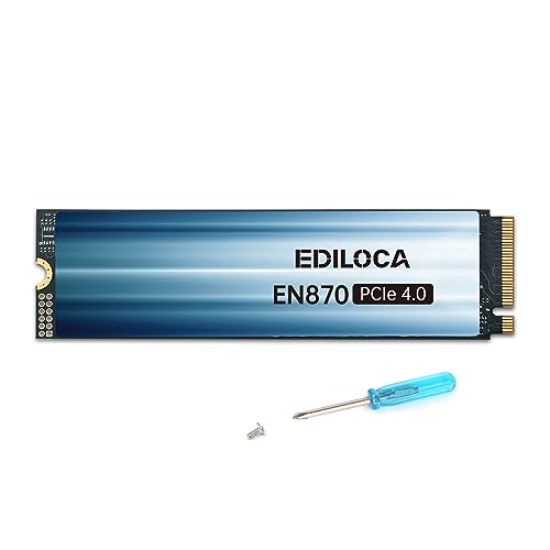 Ediloca EN870 de 4TB PCIe Gen4 SSD, até 7450MB/s, NAND Flash 3D TLC, NVMe M.2 2280, Cache SLC dinâmico, disco de estado sólido interno, compatível com PS5 e PC