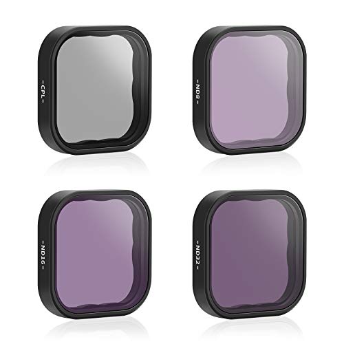 AuyKoo 4 peças (CPL+ND) Filtros Sets acessórios para GoPro Hero 11 Hero 10 Hero 9 Black, CPL ND8 ND16 ND32 kit protetor lente de filtro polarizador lente câmara e filtro de densidade neutra