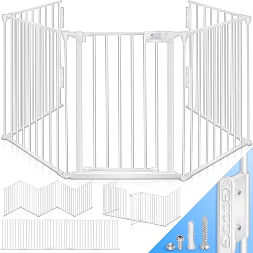 KESSER® Grelha protetora para lareira com porta de metal, grade de proteção para forno, parque parque parque de segurança, grade de segurança para crianças, 305 cm
