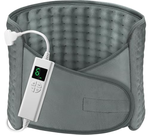 Manta elétrica OneAmg 126 x 30 cm esteira elétrica com 6 níveis de temperatura e desligamento automático lavável, aquecimento rápido, tapete elétrico lombar costas pescoço cervical abdominal cinzento