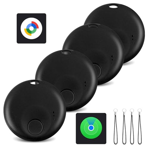 Spedal Smart Tracker Tag para iOS e Android, compatível com Apple Procurar e Google Localizador, Bluetooth Key Finder para chaves/bagagem/malas/mochila/carteira, bateria substituível (4 Black)