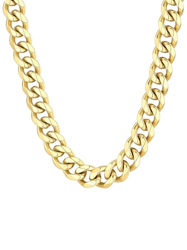 ChainsHouse Corrente cubana unissexo, 3, 6, 9 ou 12 mm de largura, 45 - 76 cm de comprimento, preto, dourado ou prateado