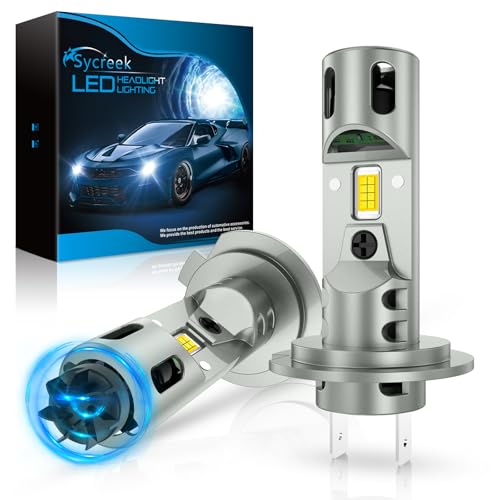 Sycreek H7 Lâmpadas LED 30000 LM, 120 W 800 % luz H7 6500 K lâmpada branca Auto Fault Test substituição para lâmpadas halogéneo e xénon auto