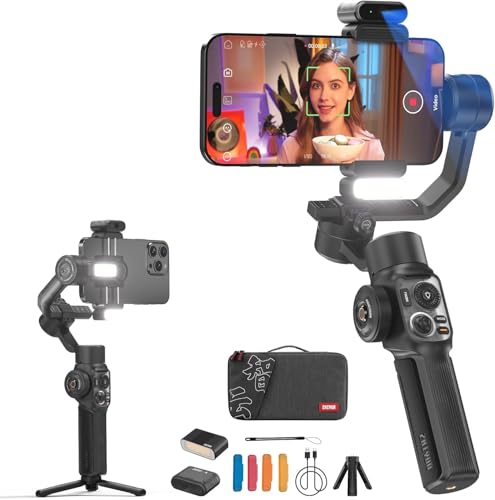 ZHIYUN Smooth-5S AI Pro [Oficial] Estabilizador de smartphone, Handy Gimbal de 3 eixos com tripé, AI Tracker, luzes de enchimento, estabilizador de telemóvel, para Vlog, Youtube, TikTok