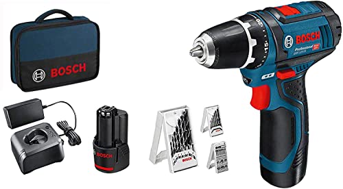 Bosch Professional 12 V System GSR 12 V-15 - parafuso a bateria (30 Nm, conjunto 39 acessórios, 2 baterias x 2,0 Ah, em mala de lona) - Amazon Exclusive