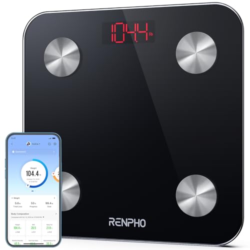 Balança de gordura corporal Bluetooth RENPHO com 13 funções, balança digital de casa de banho com aplicação, balança inteligente e monitor de composição corporal com medição de metabolismo base e IMC