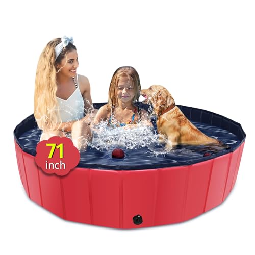 CACSPS Piscina dobrável para cães de 180 cm, piscina portátil de plástico rígido de grande tamanho para cães, gatos e crianças e animais de estimação, banheira de banho dobrável para cachorros