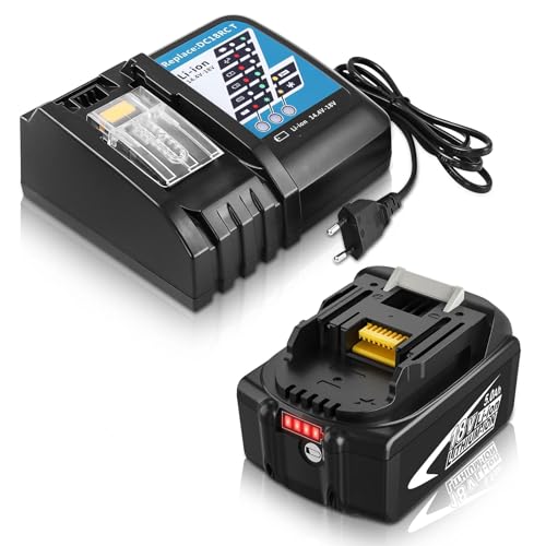 Goodexo Bateria 18 V 5,0 Ah para Makita bateria 18 V com 14,4 - 18 V 3A DC18RCT para Makita carregador 18 V BL1850B BL1860 BL1860B BL1830 BL1840 LXT-400 e DC18RRR CT DC18R. D DC18RA Carregador