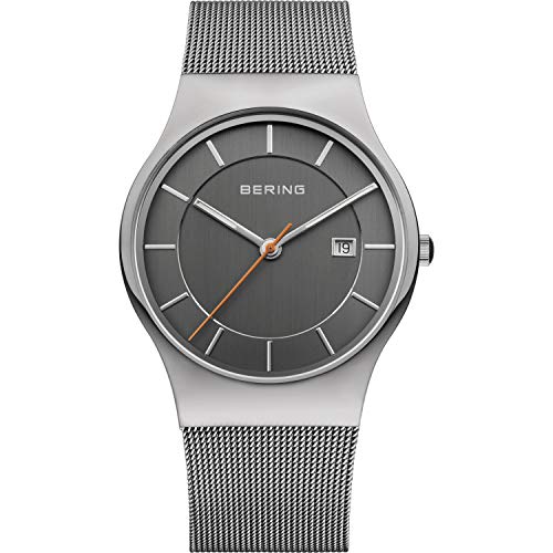 BERING 11938 Reloj de Cuarzo para Hombre con Caja de Acero Inoxidable de 40 mm y Esfera, Correa milanesa, Cristal de Zafiro y Resistencia al Agua de 3 ATM