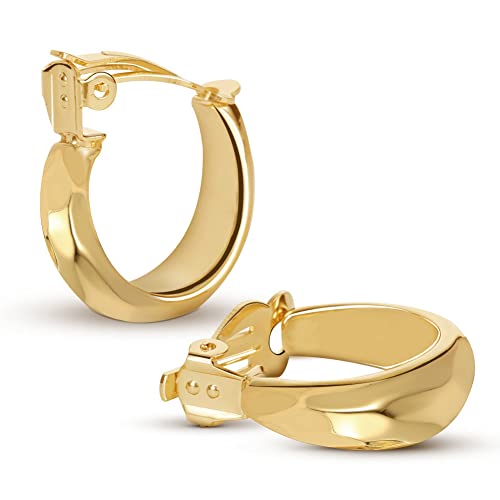 LILIE&WHITE Brincos clipe mulher dourados sem furo, design moderno e elegante, antialérgicos e resistentes, acessório e presente com estilo