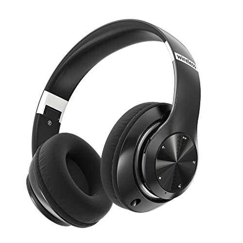 9S Auriculares sem fios Bluetooth dobráveis, 60 horas de reprodução capacetes sem fios Bluetooth fita estéreo HiFi com microfone, 6EQ modos, suporte micro TF/FM, para PC/TV/Fones (preto)