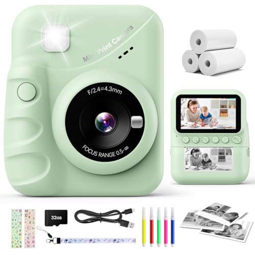 CalineGam Câmara com fotos infantis instantâneas, ecrã HD de 3,0" 48MP câmara instantânea crianças com cartão de 32 GB, 1080P câmara infantil digital crianças, presente para meninos e meninas 3 a 12