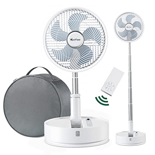 Marchpower Ventoinha de pé silenciosa de 10", 2 em 1 ventilador de pé dobrável circulação do ar com 5 velocidades ecrã tátil controlo remoto temporizador para mesa quarto escritório viagem