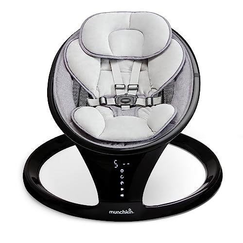 Munchkin Electric Baby Bouncer Chair | Bluetooth Enabled Baby Swing Chair | Baby Rocker & Gentle Baby Bouncing Chair | Portable Soothing Baby Chair with Motion & Sounds - Black