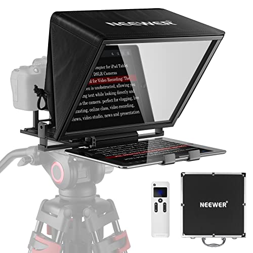 NEEWER Teleprompter X14 com controlo remoto RT-110 e controlo de aplicação (ligação Bluetooth através da aplicação NEEWER Teleprompter), portátil, sem montagem, compatível com iPad, tablet