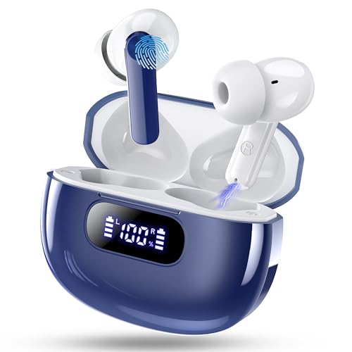 Auriculares sem fios Bluetooth, auriculares Bluetooth 5.3 com controlador de 14,2 mm, HiFi estéreo, 48H, reprodução, capacetes sem fios com ecrã LED, ajuste confortável, IP7 impermeável, USB-C