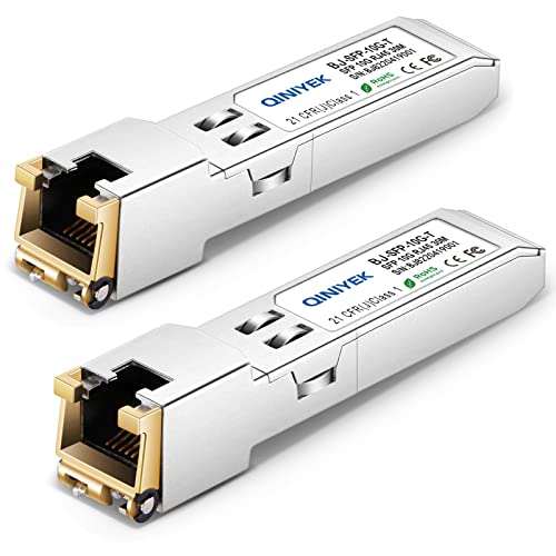 QINIYEK Transceptor de 10 GBase-T SFP+, transceptor de cobre 10G SFP+ RJ45, compatível com Cisco SFP-10G-TS, Ubiquiti UniFi UF-RJ45-10G, Netgear AXM765, Mikrotik, Fortinet,