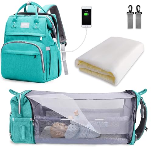 SNDMOR Mochila de fraldas, grande mochila maternidade para bebé, mochila de carrinho de bebé multifuncional, bolsa de fraldas com trocador e porta de carregamento USB, adequada para mãe e pai