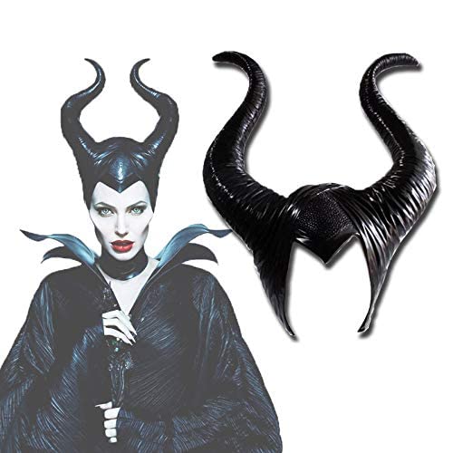 Tibroni Halloween - Chifres de maléfica de látex de cor preta, Halloween Cosplay chifre, Evil Queen disfarce Cosplay chapéu, unissexo, tamanho único