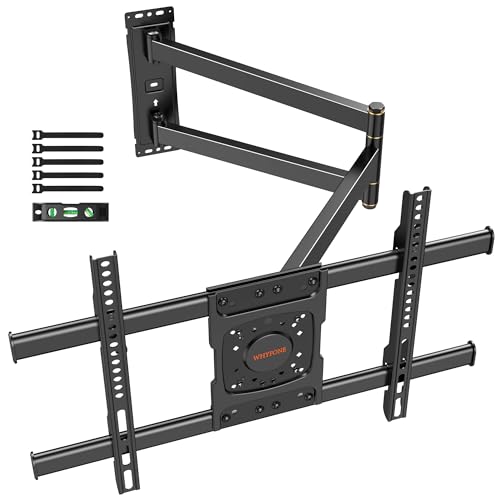 WHYFONE Suporte de parede para TV de 32 a 75 polegadas, alcance longo com extensão suave de 710 mm, suporte universal para canto suporta até 45 kg, VESA 600 x 400 mm