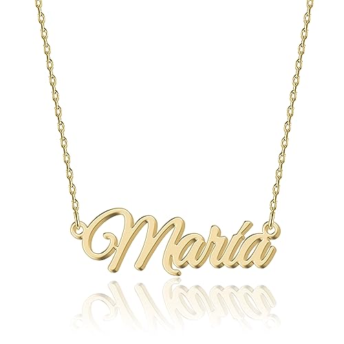 UMAGICBOX Colar personalizado com nome | Escolha entre 14 estilos de fonte | pendente personalizado de aço inoxidável banhado a ouro de 18 K e prata de lei | presente para ela