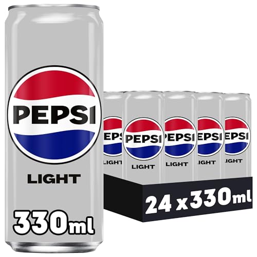 Pepsi Light refrescante de cola de baixo em calorias e açúcares, embalagem de 24 latas de 330 ml, 7,92 litros no total