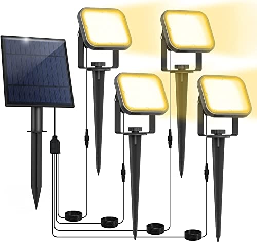 NATPOW Foco solar exterior para jardim, holofotes LED exteriores solares 4 em 1, luz solar e jardim impermeável IP65, holofote solar auto-ON/OFF para árvores, pátio, trilho de jardim (3000 K)