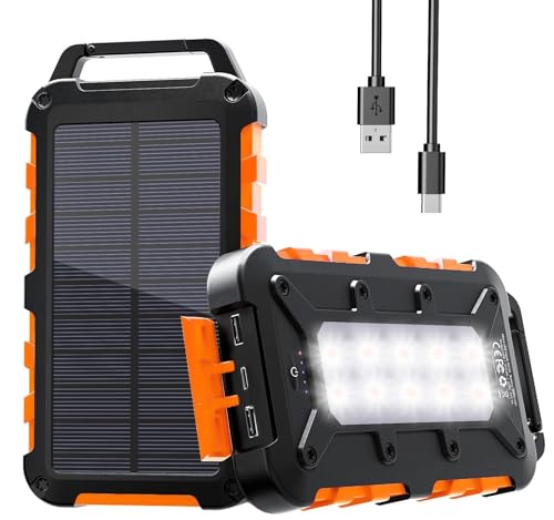 Carregador solar 26800 mAh, Solar Power Bank PD15 W 3,0 A carregamento rápido bateria externa portátil com 2 USB-A saída e 1 USB-C entrada com lanterna LED para tablet campismo