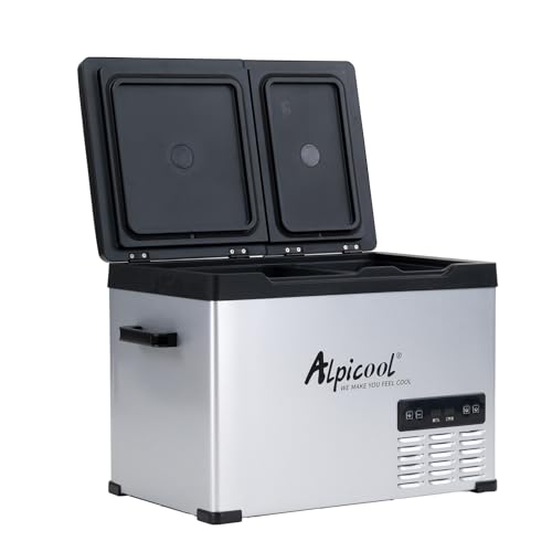 Alpicool CHS55 40L Geladeiras de viagem portátil frigorífico congelador de carro 12/24 V CC elétrico frigoríficos para carro para campismo, viagens, piquenique, duplo controlo de temperatura