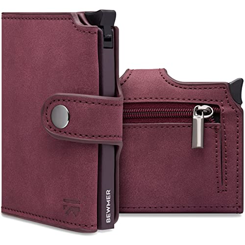 BEWMER Carteira porta-cartões 2 para homem e mulher com porta-moedas | carteira minimalista porta-cartões de crédito (proteção RFID), bilhetes e moedas