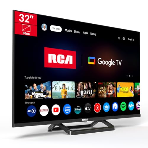 RCA Smart TV de 32 polegadas LED HD Google Televisão com Google Assistant, Google Play Store, Wi-Fi, Bluetooth, Chromecast incorporado, sintonizador digital (SRG32HQ1C, 2025)