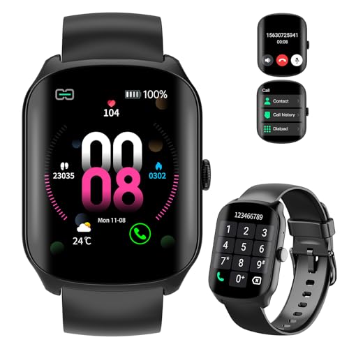 Qecnato Relógio inteligente homem mulher, Smartwatch 1,95'' ecrã curvo, Bluetooth e pulsómetro, monitor de sono, 112 modos desportivos pulseira atividade, preto