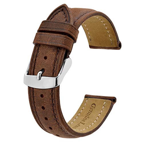 BISONSTRAP Correia de relógio, correia de pele de couro vintage, largura da banda: 14 mm 15 mm 16 mm 17 mm 18 mm 19 mm 20 mm 21 mm 22 mm 23 mm 24 mm