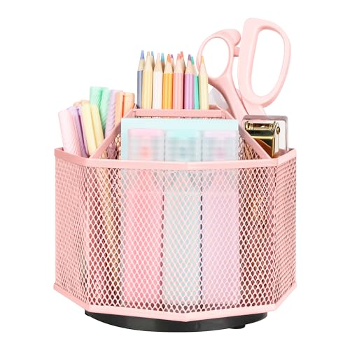 Exerz Organizador de secretária/organizador de secretária/suporte para canetas/organizador multifuncional (rosa claro)