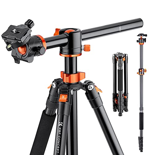 K&F Concept Tripé de câmara, 185 cm, tripé de vídeo profissional de alumínio com coluna cenital, tripé estável com monopé, bola de 360° e placa de libertação para câmara DSLR T254A3+BH-28L (S211)