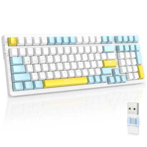 MAGIC-REFINER RK96 Teclado sem fios, teclado mecânico Gaming 90%, Apex Pro TKL modo duplo 2,4 Ghz/Bluetooth 5.0 interruptor vermelho hot swap com recetor 2 em 1 para PC/Mac/Tablet/teclado QWERTY EUA