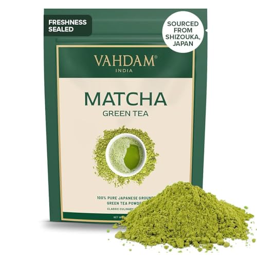 VAHDAM, Chá verde mate em pó (100 gm) autêntico pó de matcha japonês | chá verde mate de grau culinário clássico | ideal para bolos, batidos, chá gelado