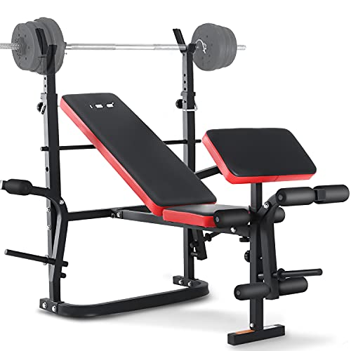Ise Banco de musculação multifuncional ajustável dobrável inclinável para treino completo